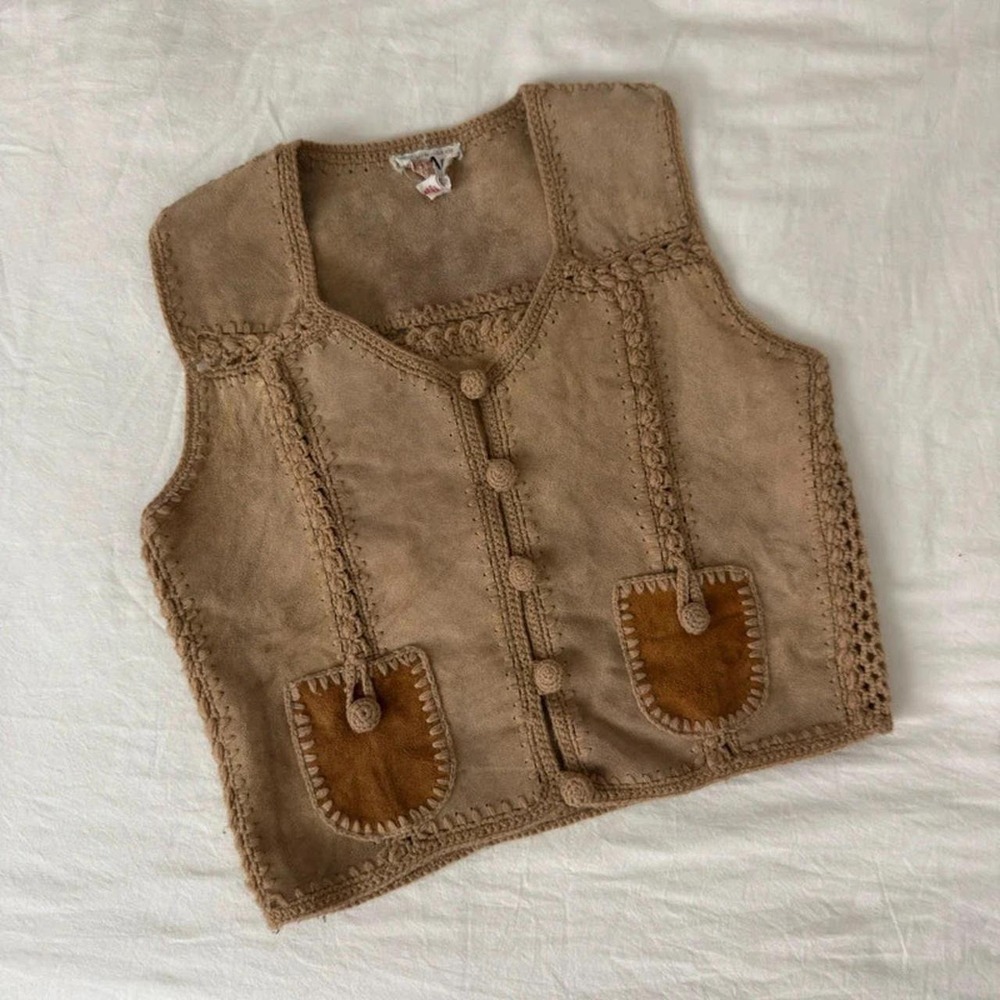 Vintage Collage Cowhide Western Vest